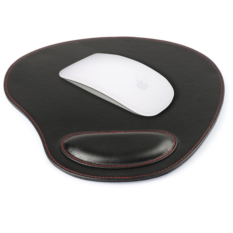 Londo PU Leather Oval Shape Non-Slip Mousepad with Wrist Rest Support, Waterproof Surface, Comfort Memory Foam, Light Ergonomic Design Mouse Pad for Laptop, Desktop - Image 1